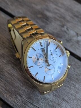 Tissot Gold and White Men's Chronograph Watch